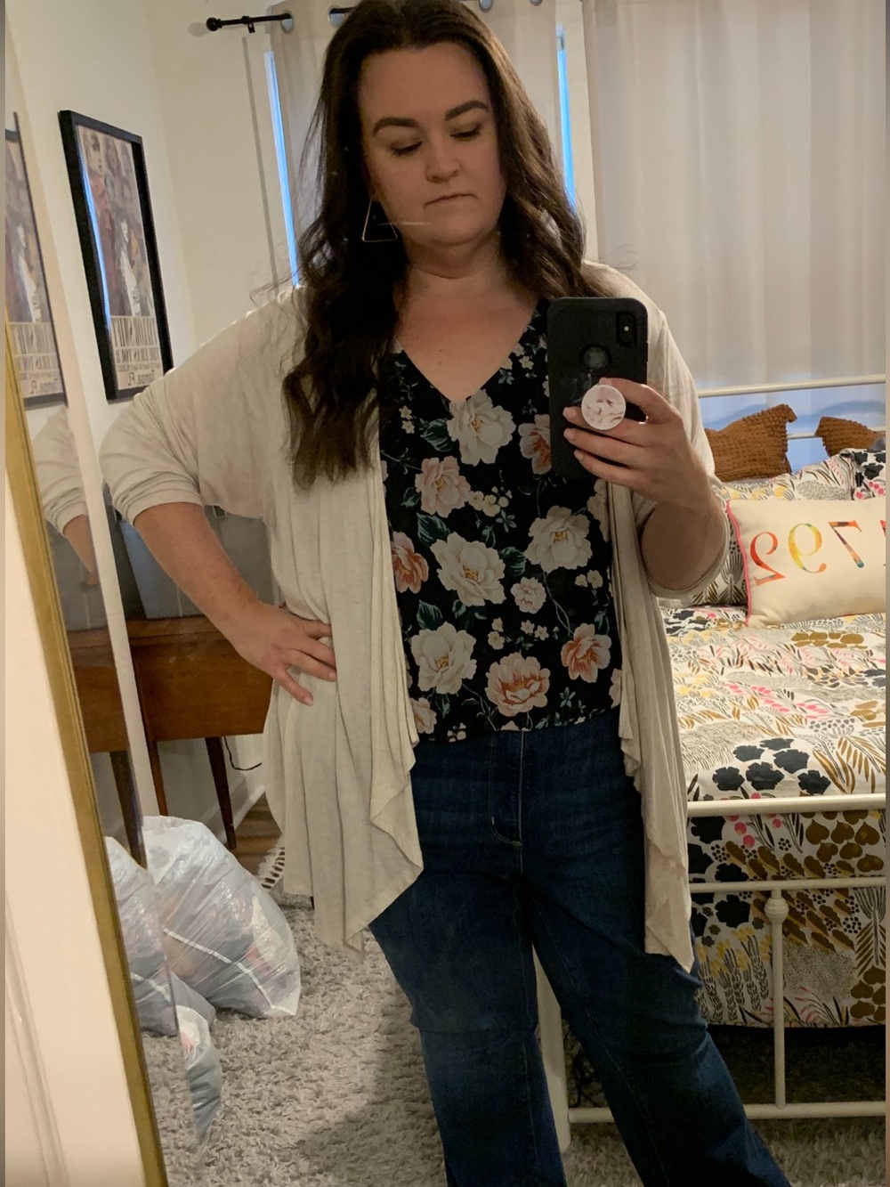 Floral tank with black second layer built in Torrid